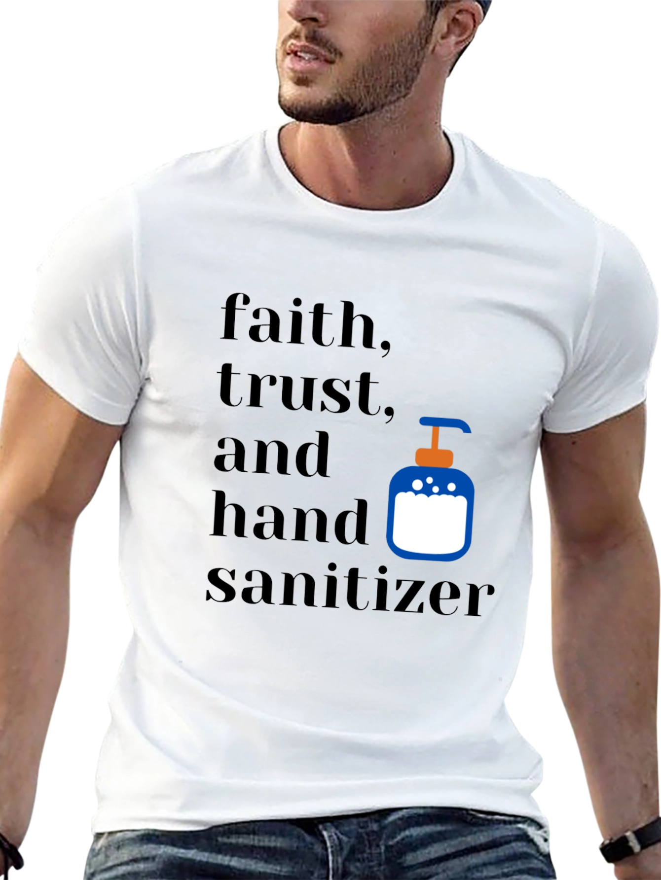 Black Faith, Trust, & Hand Sanitizer Graphic Tee view 13
