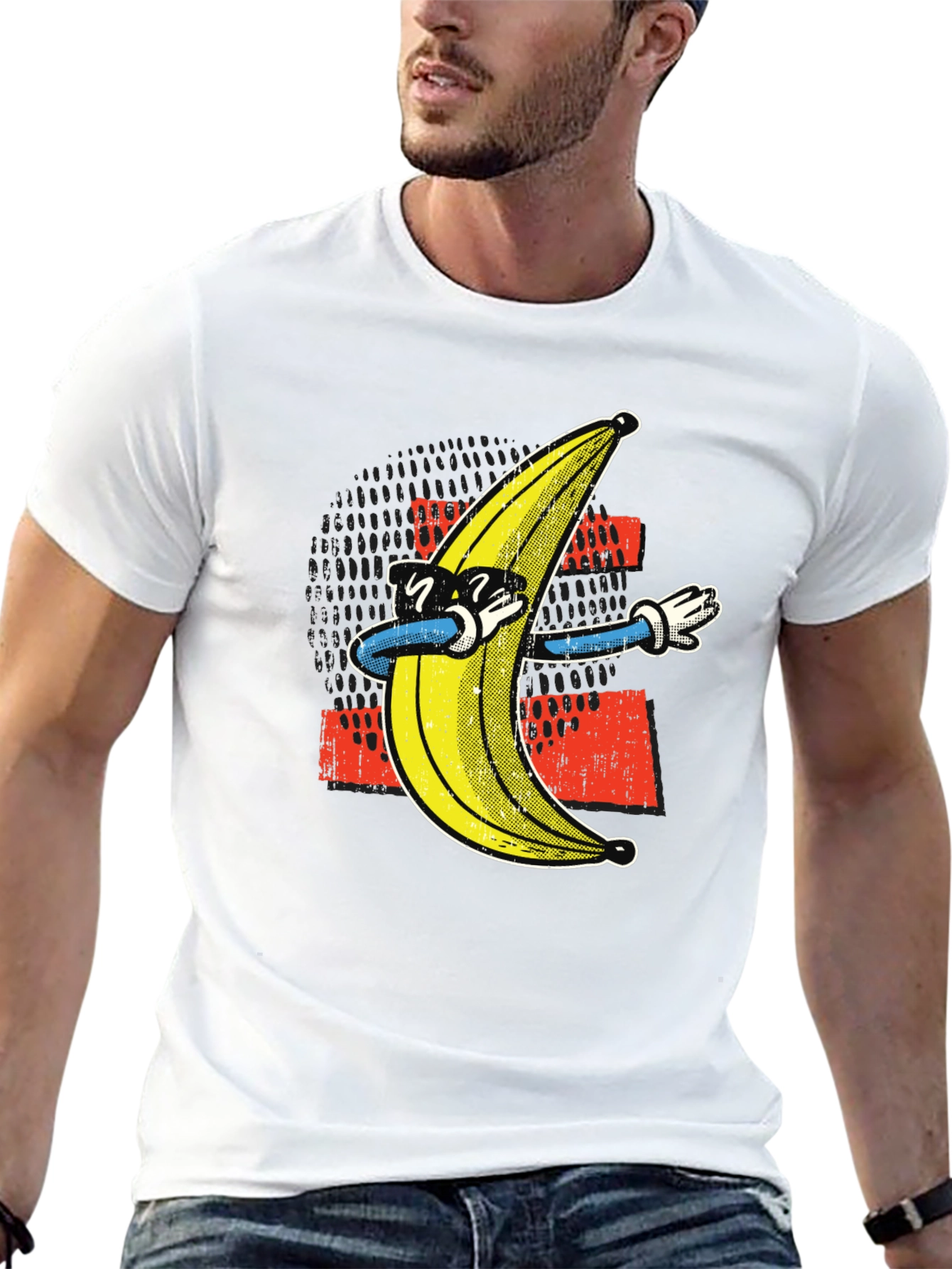 Black Dabbing Banana Graphic Tee - Funny Trendy T-Shirt view 13