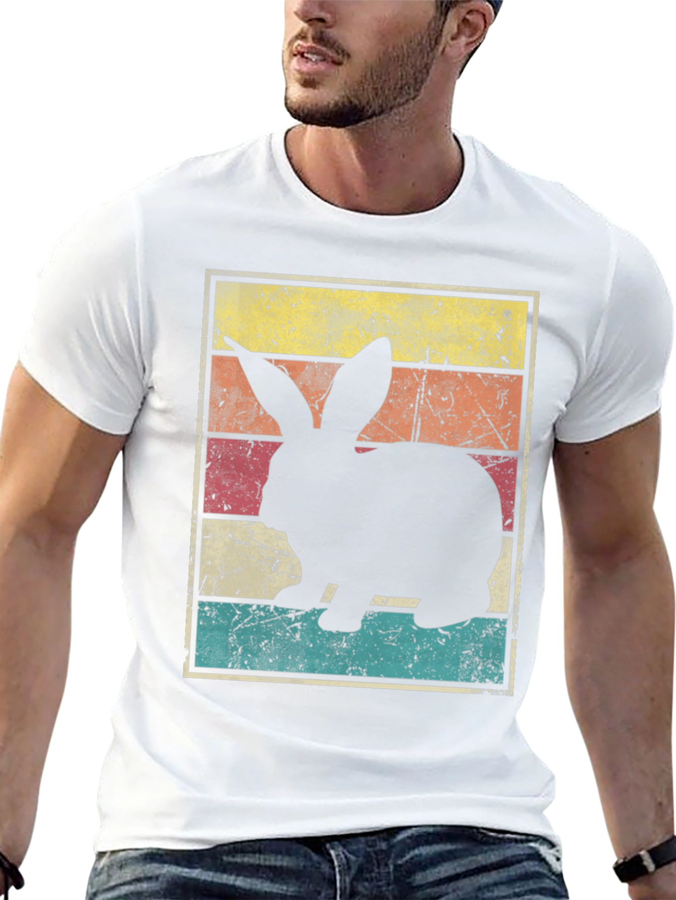 Black Retro Bunny Rabbit Graphic T-Shirt view 13