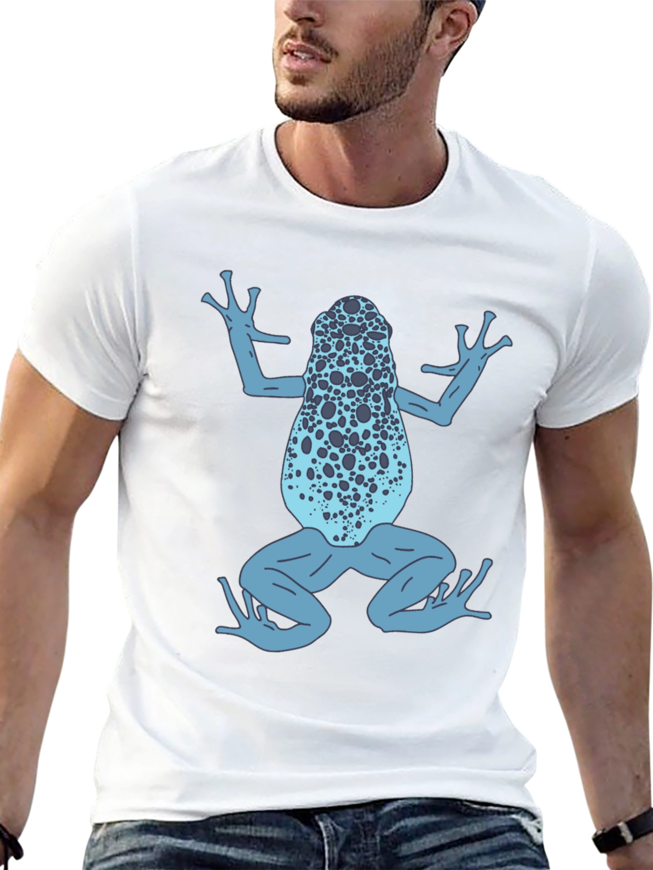 Black Blue Frog Graphic T-Shirt - Black Cotton Tee view 13