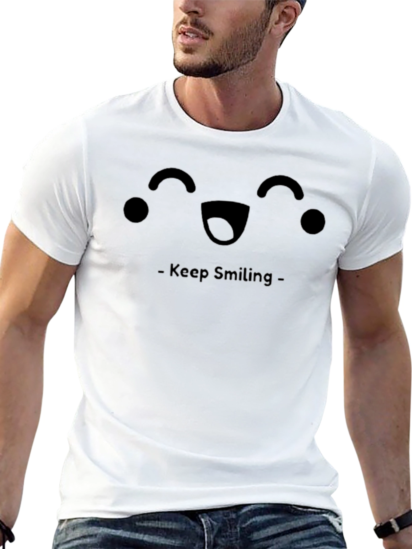 Black Keep Smiling Graphic Tee - Black view 13