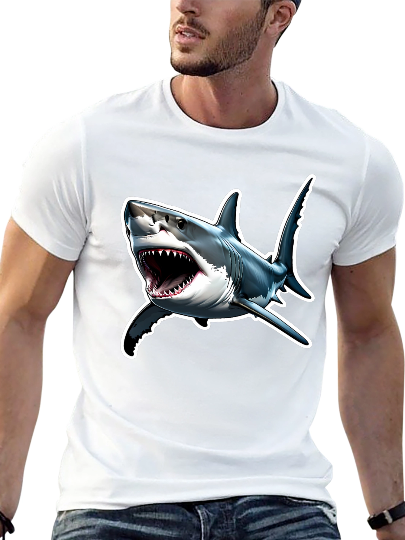Black Shark Attack T-Shirt - Bold Graphic Tee view 13