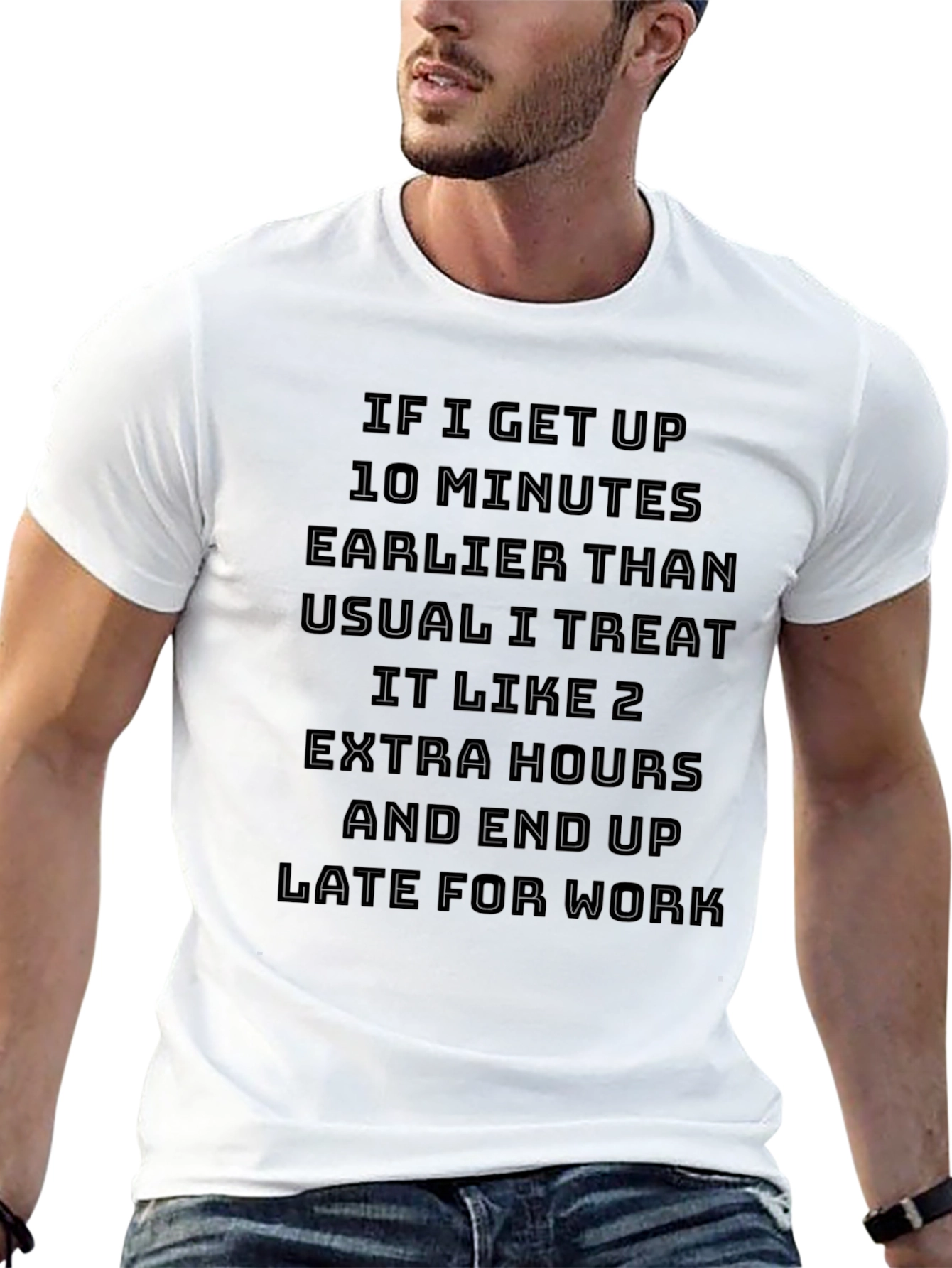 Black Funny Late For Work T-Shirt view 13
