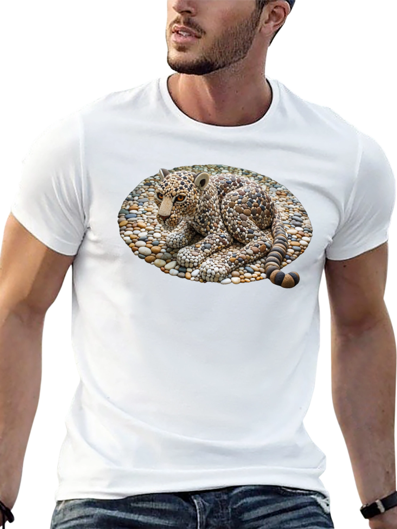 Black Stone Leopard Graphic Tee - Unique Design view 13