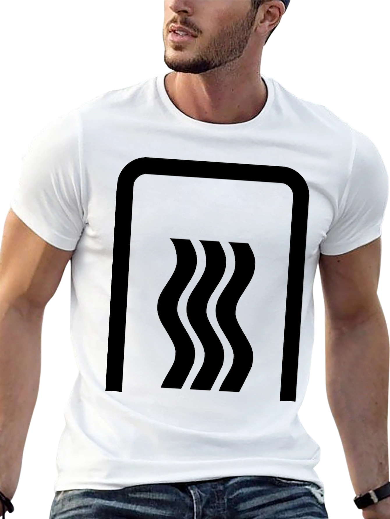Black Modernist Wave Graphic Black T-Shirt view 13