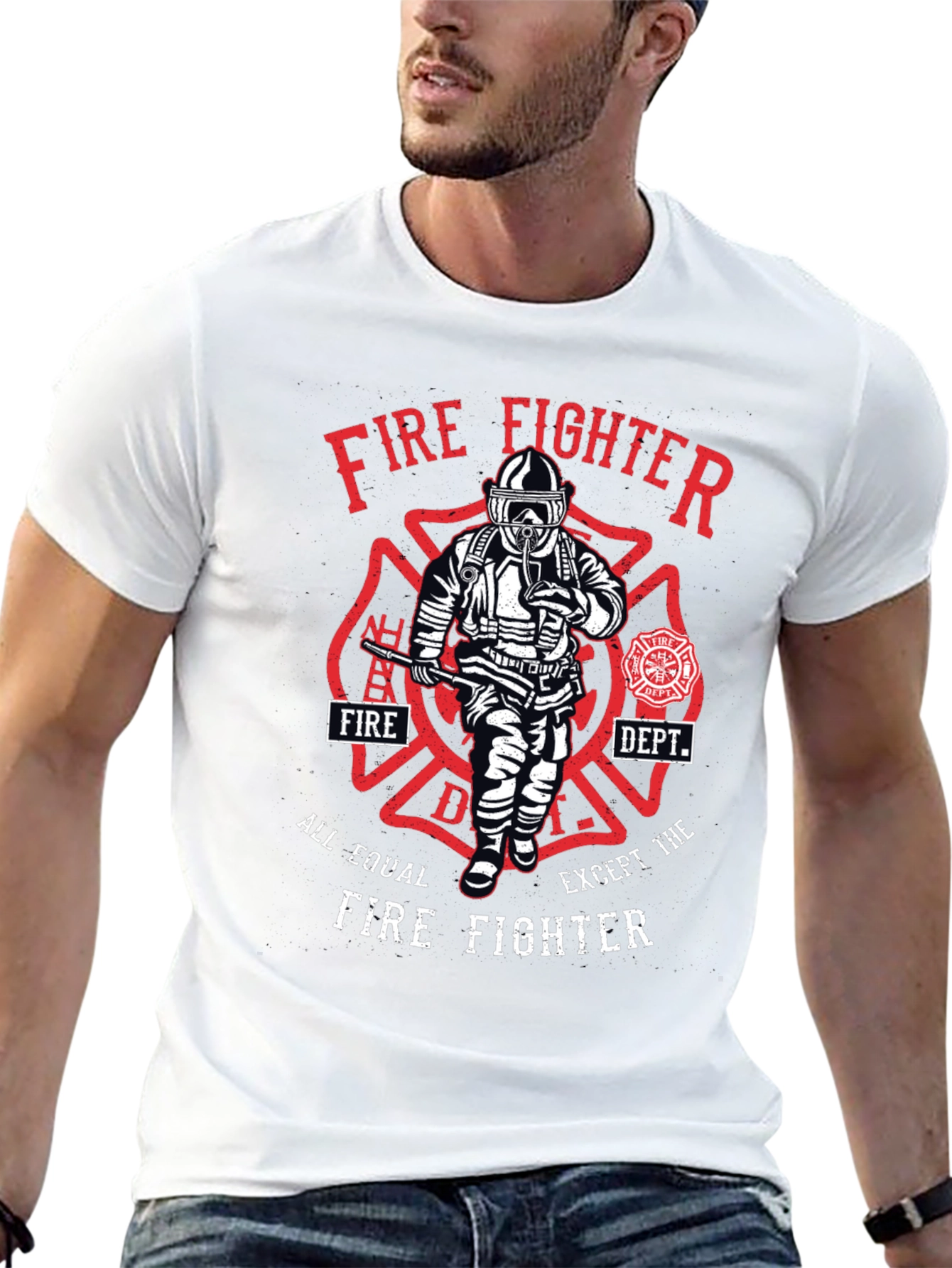 Black Firefighter Graphic T-Shirt - All Equal Except view 13