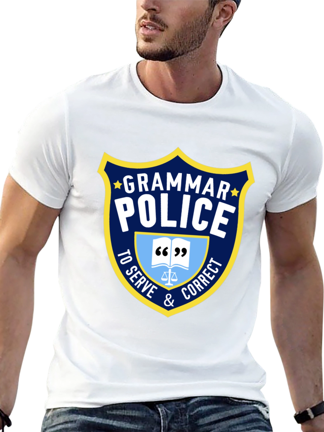 Black Grammar Police T-Shirt - Serve & Correct Style view 13