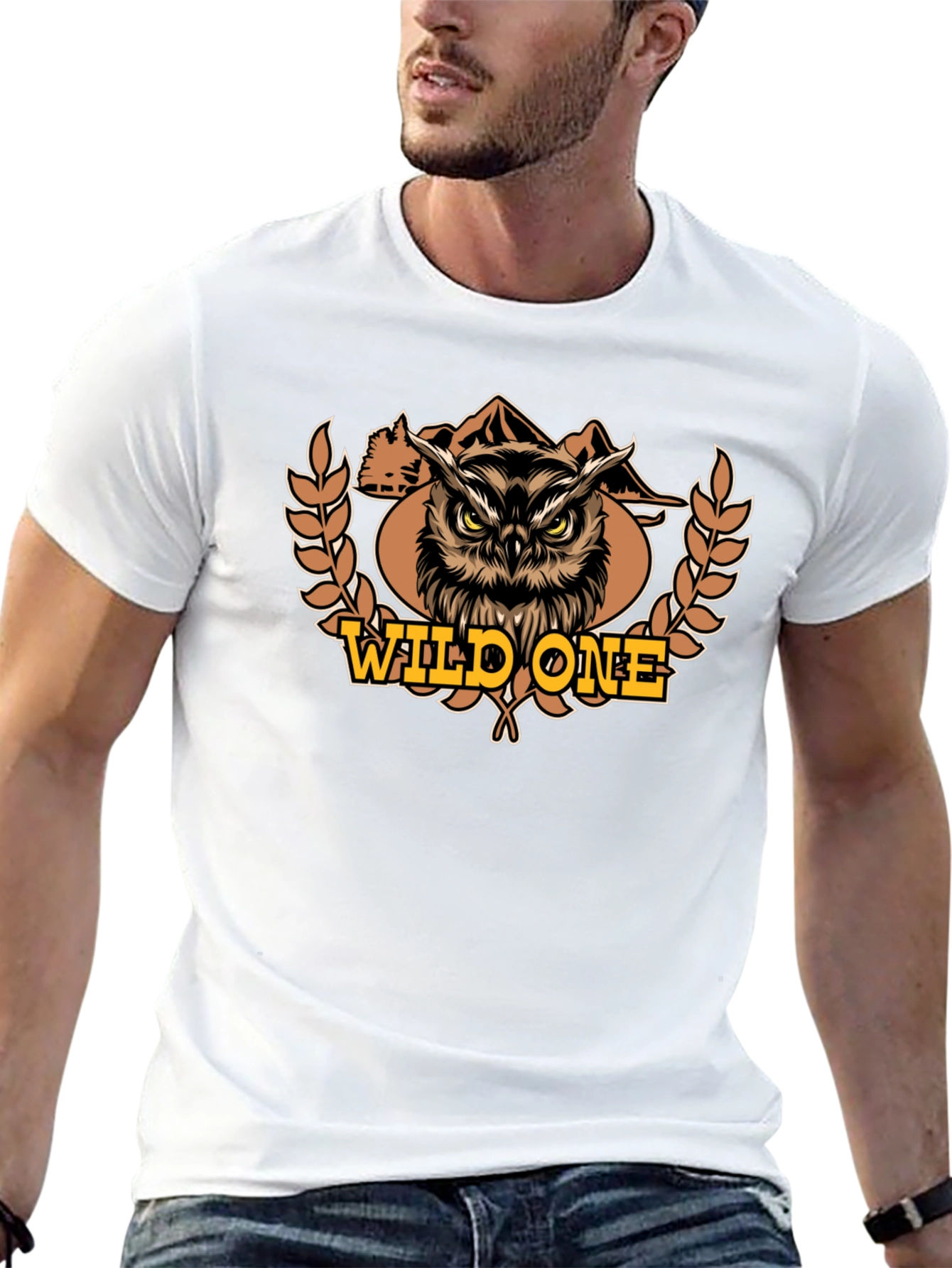 Black Wild One Owl Graphic Tee - Black Cotton T-Shirt view 13