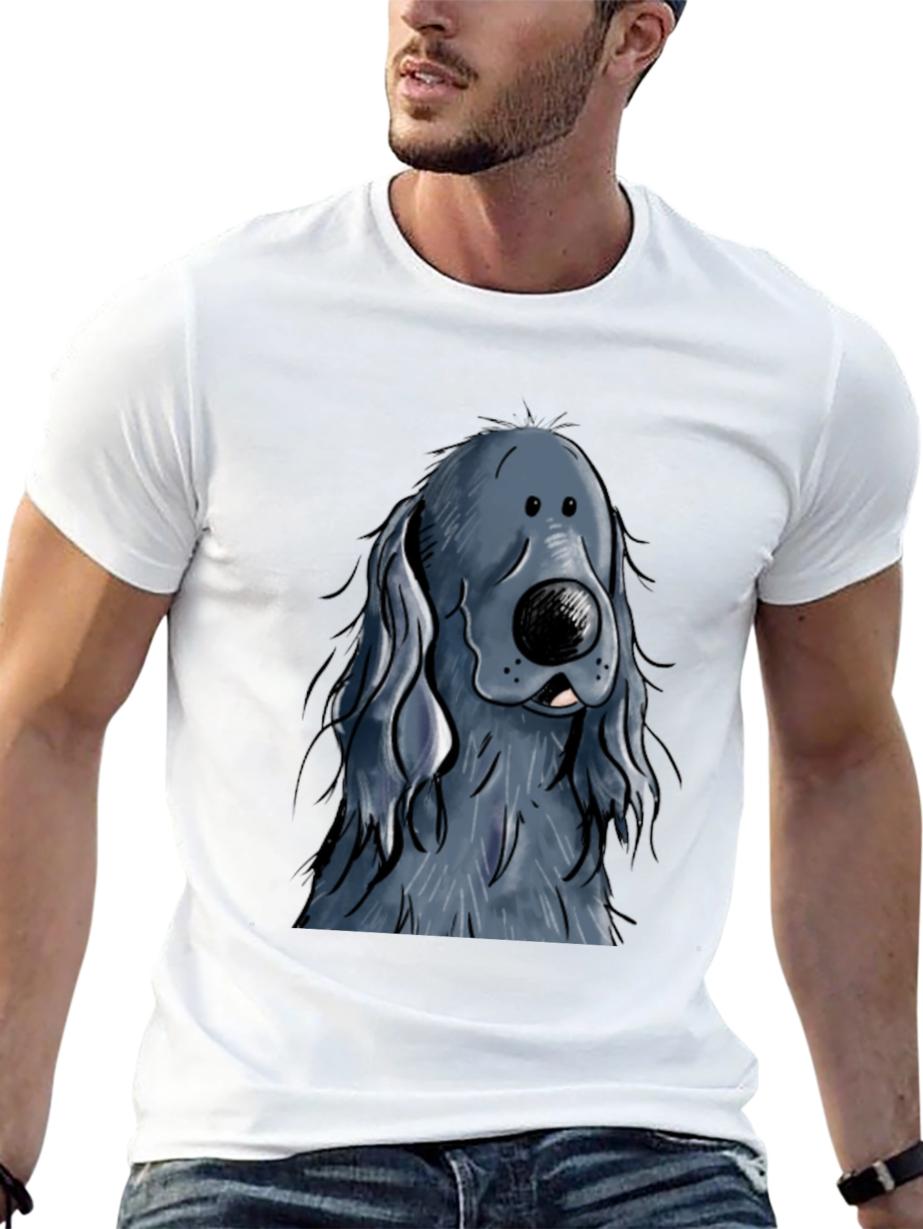 Black Cartoon Dog Graphic Print Black T-Shirt view 13