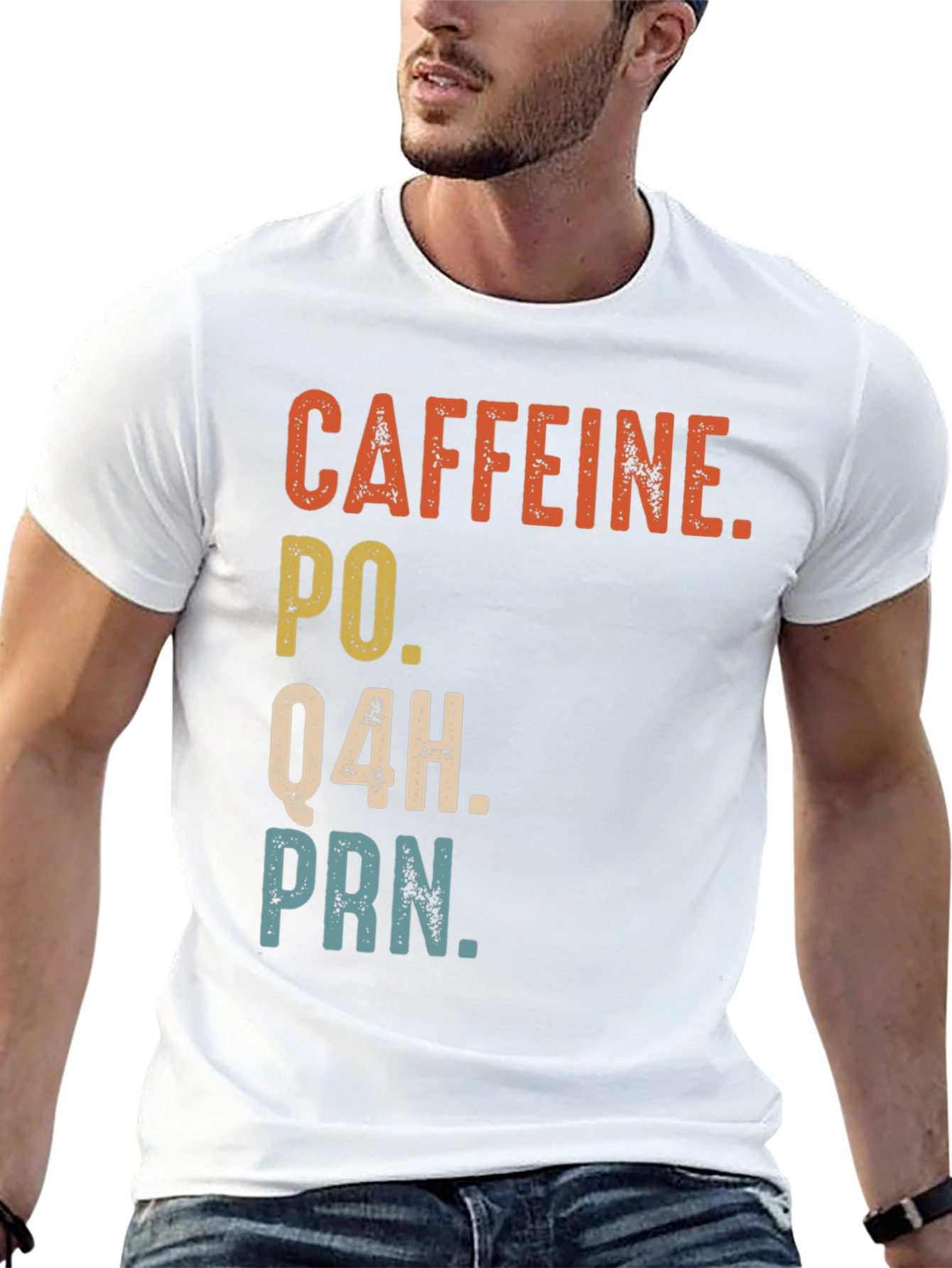 Black Caffeine PO Q4H PRN Nurse Humor T-Shirt view 13