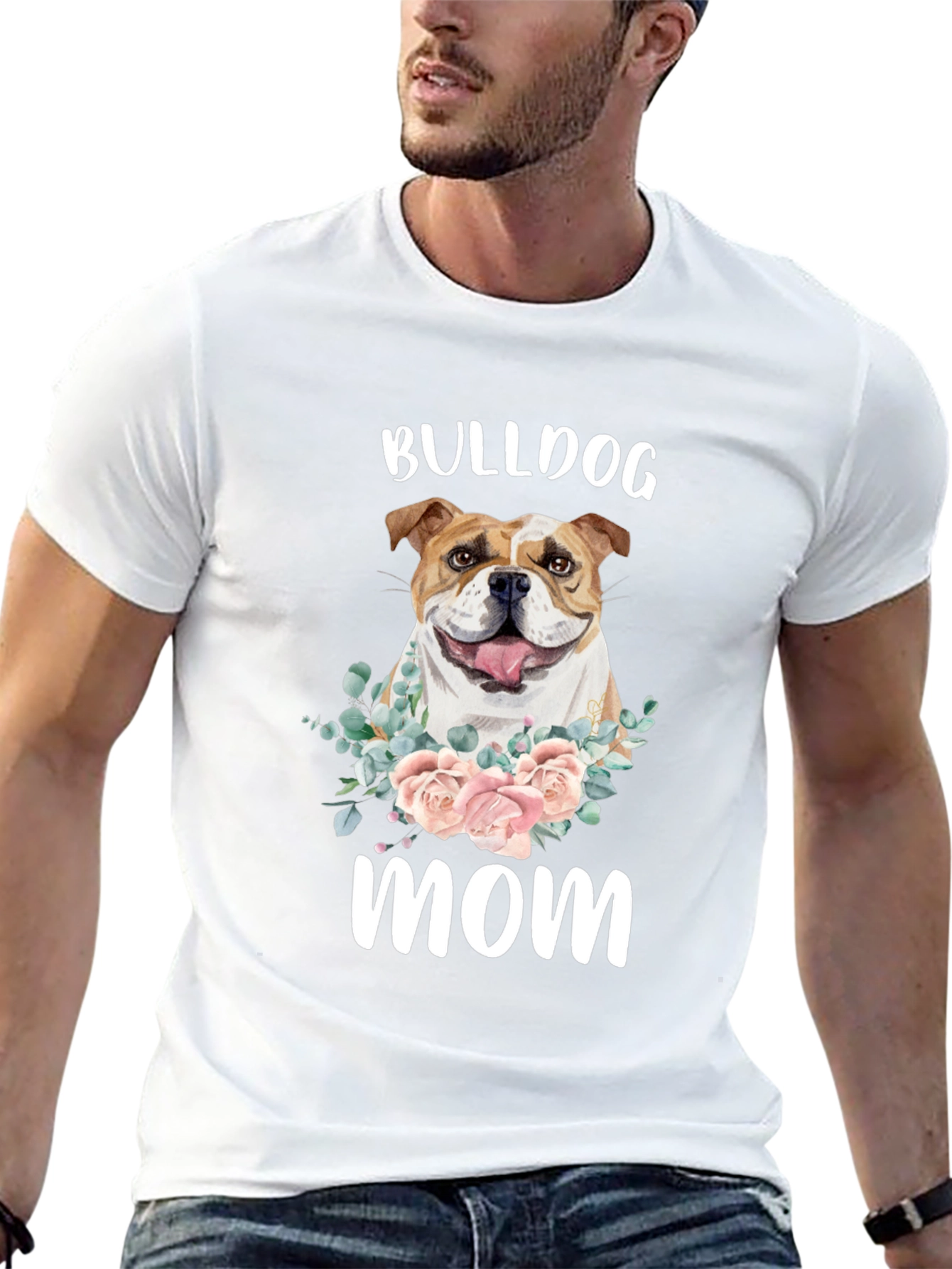 Black Bulldog Mom T-Shirt - Floral Dog Lover Tee view 13