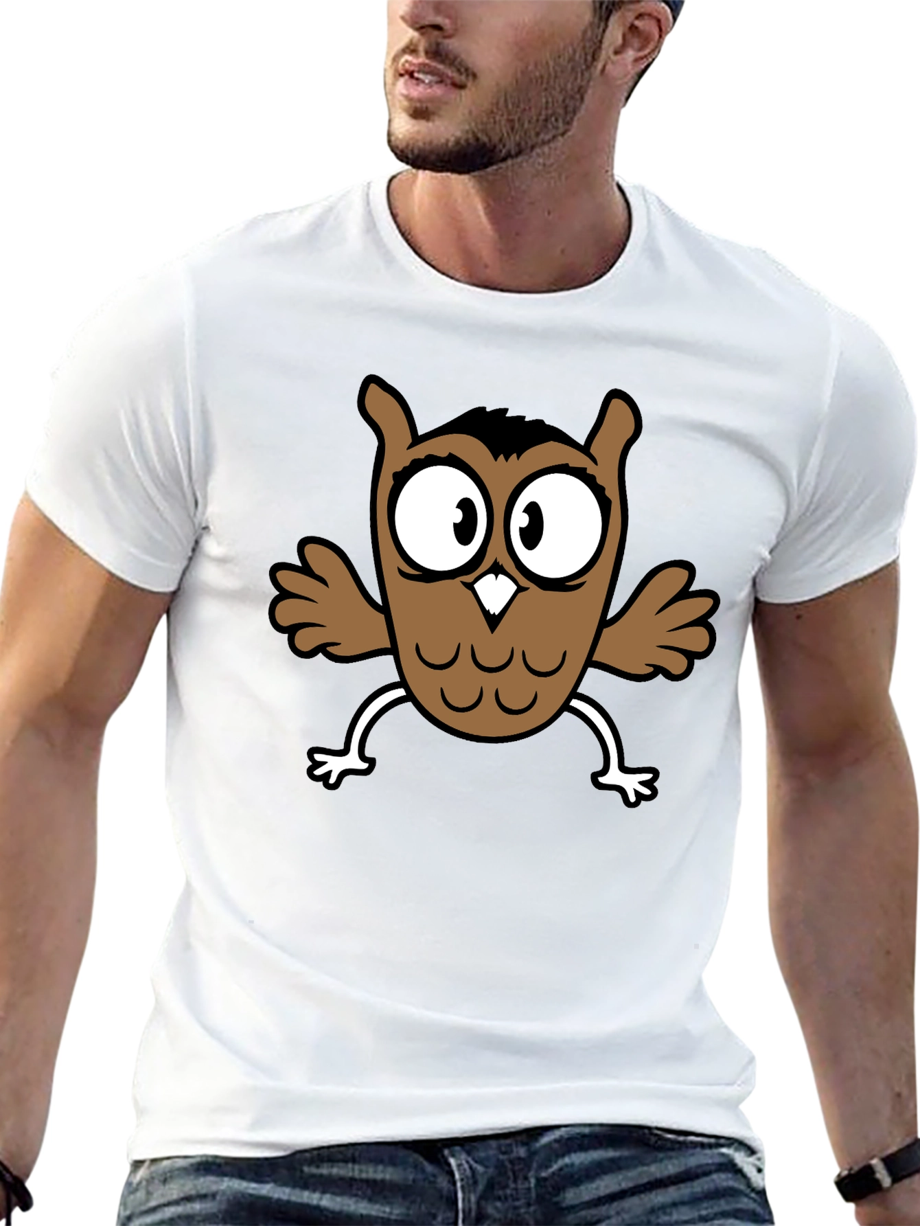 Black Cartoon Owl Graphic Black T-Shirt view 13