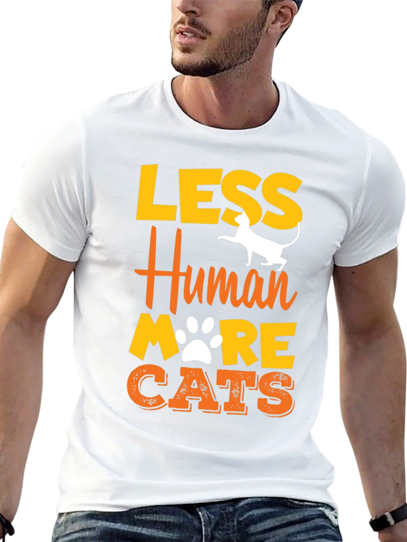 Black Less Human More Cats Graphic T-Shirt view 13