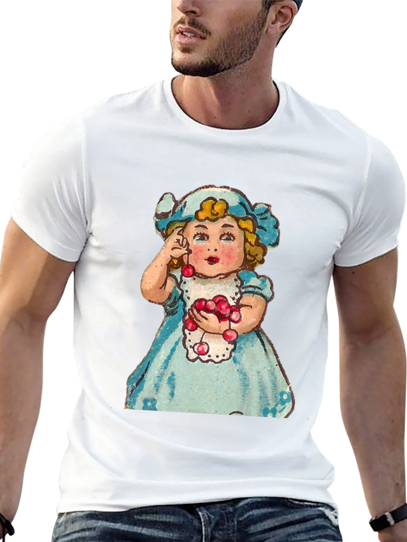 Black Cute Girl Cherry T-Shirt - Vintage Style view 13