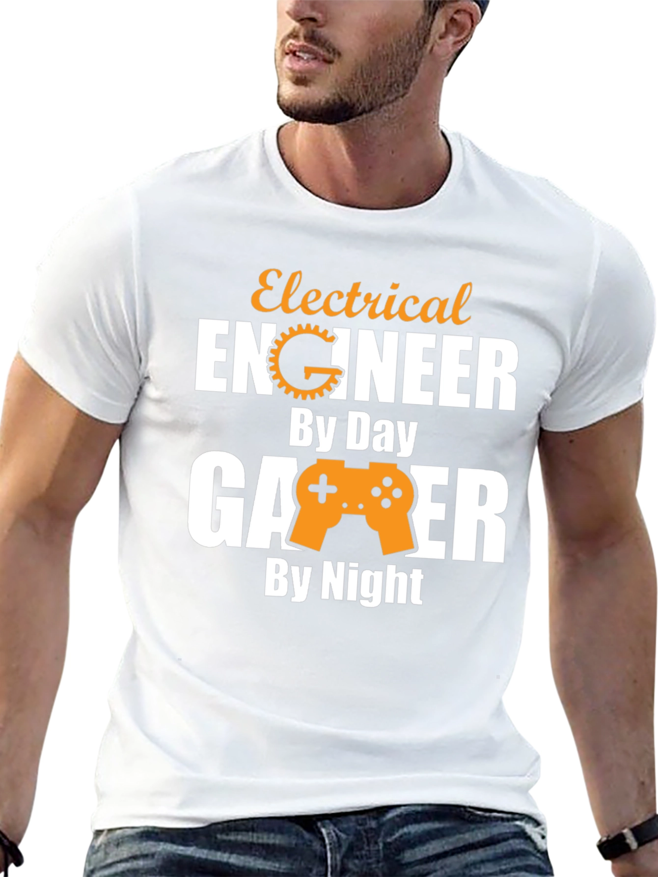 Black Electrical Engineer Gamer T-Shirt - Day & Night view 13