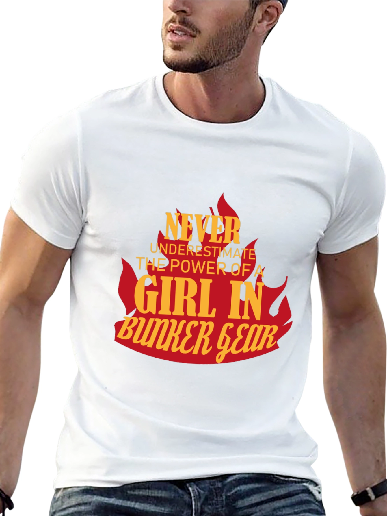 Black Girl in Bunker Gear Tee - Firefighter Pride view 13