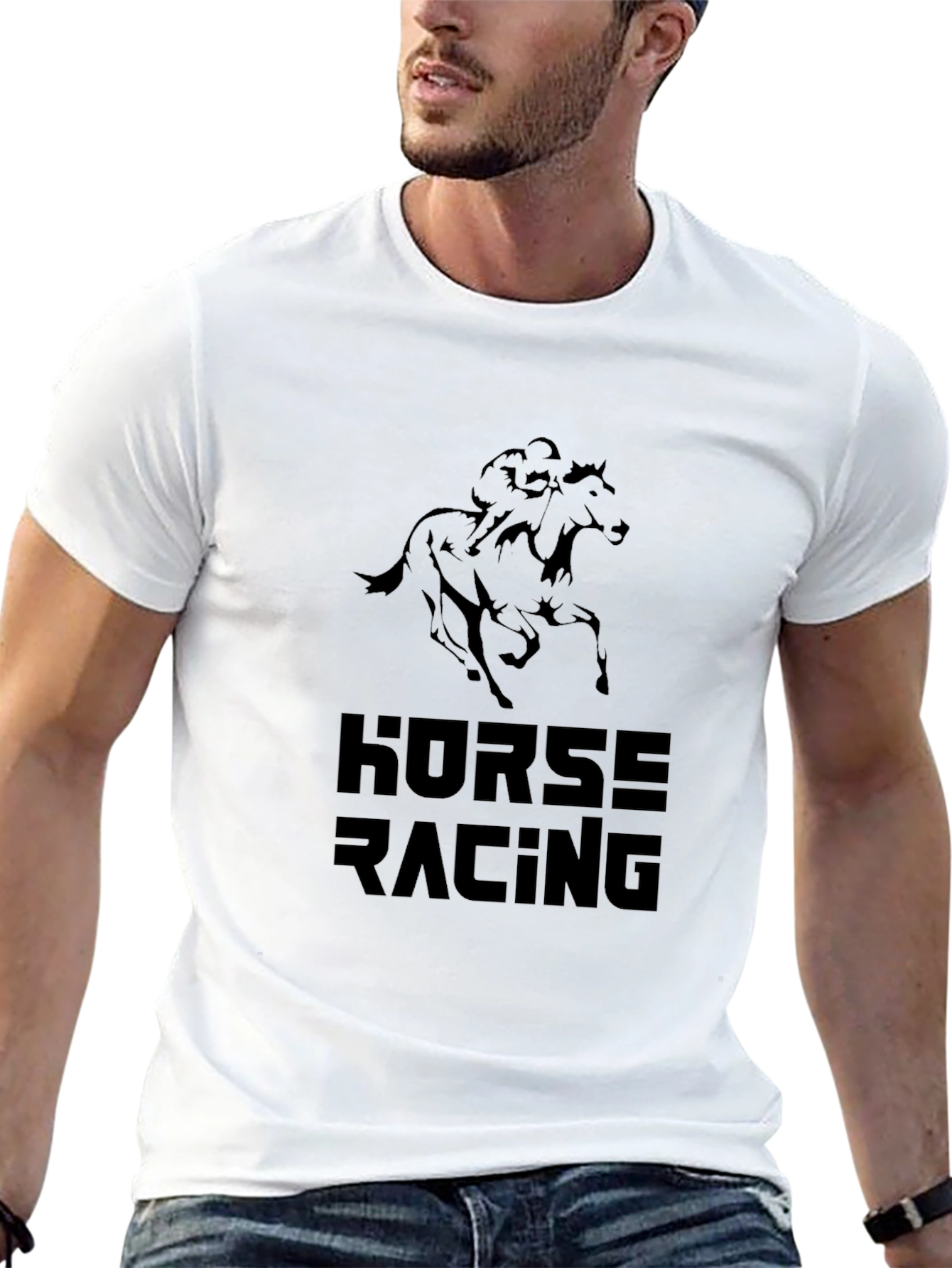 Black Horse Racing Graphic T-Shirt - Black Tee view 13