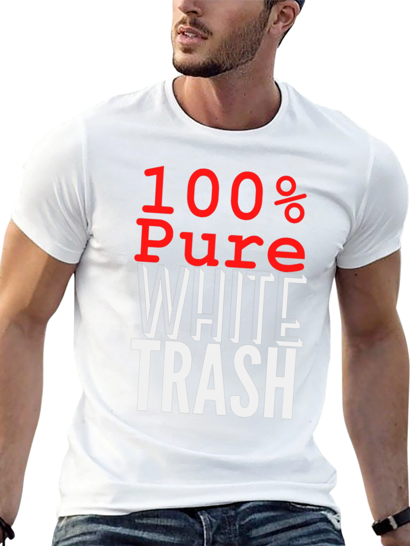 Black 100% Pure White Trash T-Shirt - Bold Statement Tee view 13