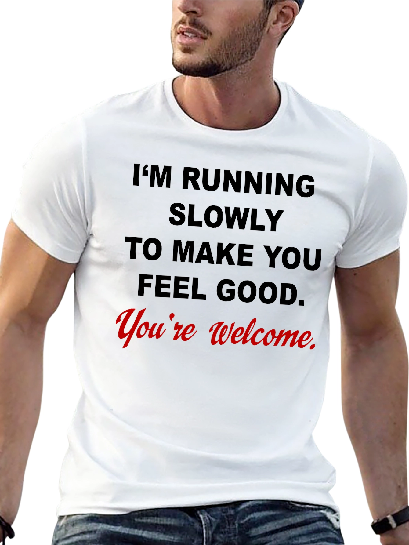 Black Funny Running Slogan T-Shirt - You're Welcome view 13