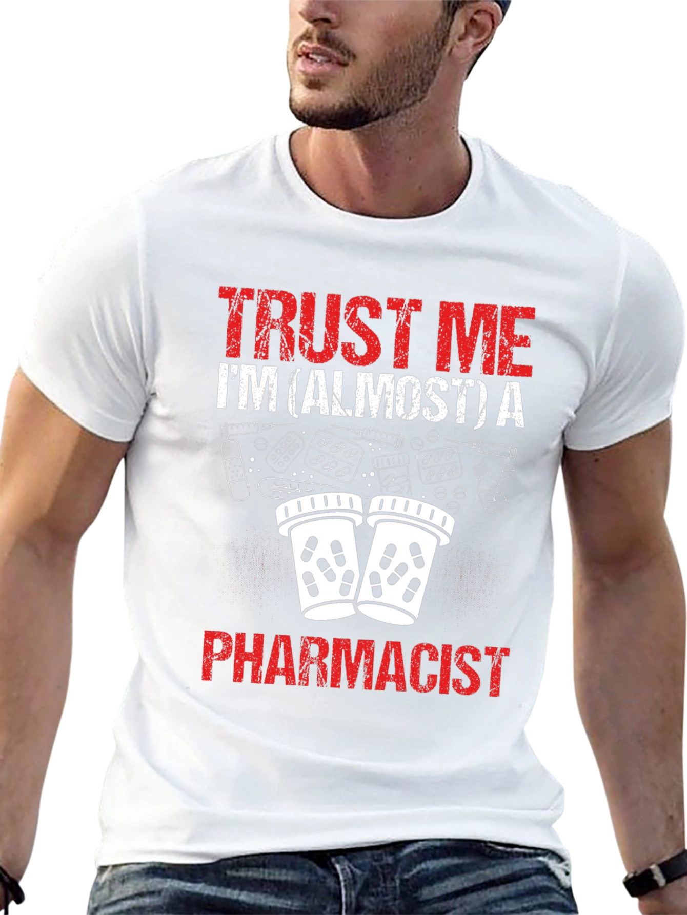 Black Trust Me I'm Almost a Pharmacist Funny T-Shirt view 13