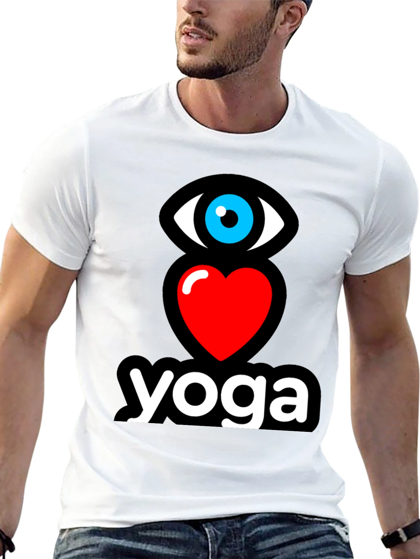 Black Eye Heart Yoga Black Graphic T-Shirt view 13