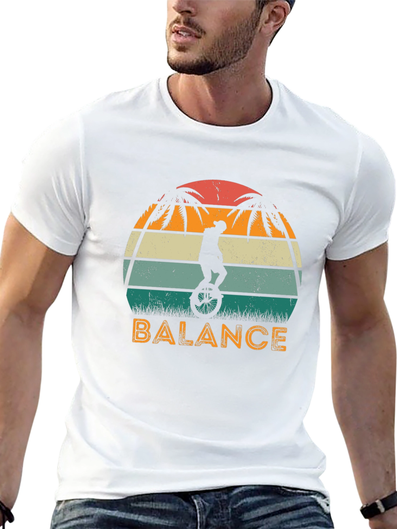 Black Retro Balance Unicycle Graphic T-Shirt view 13