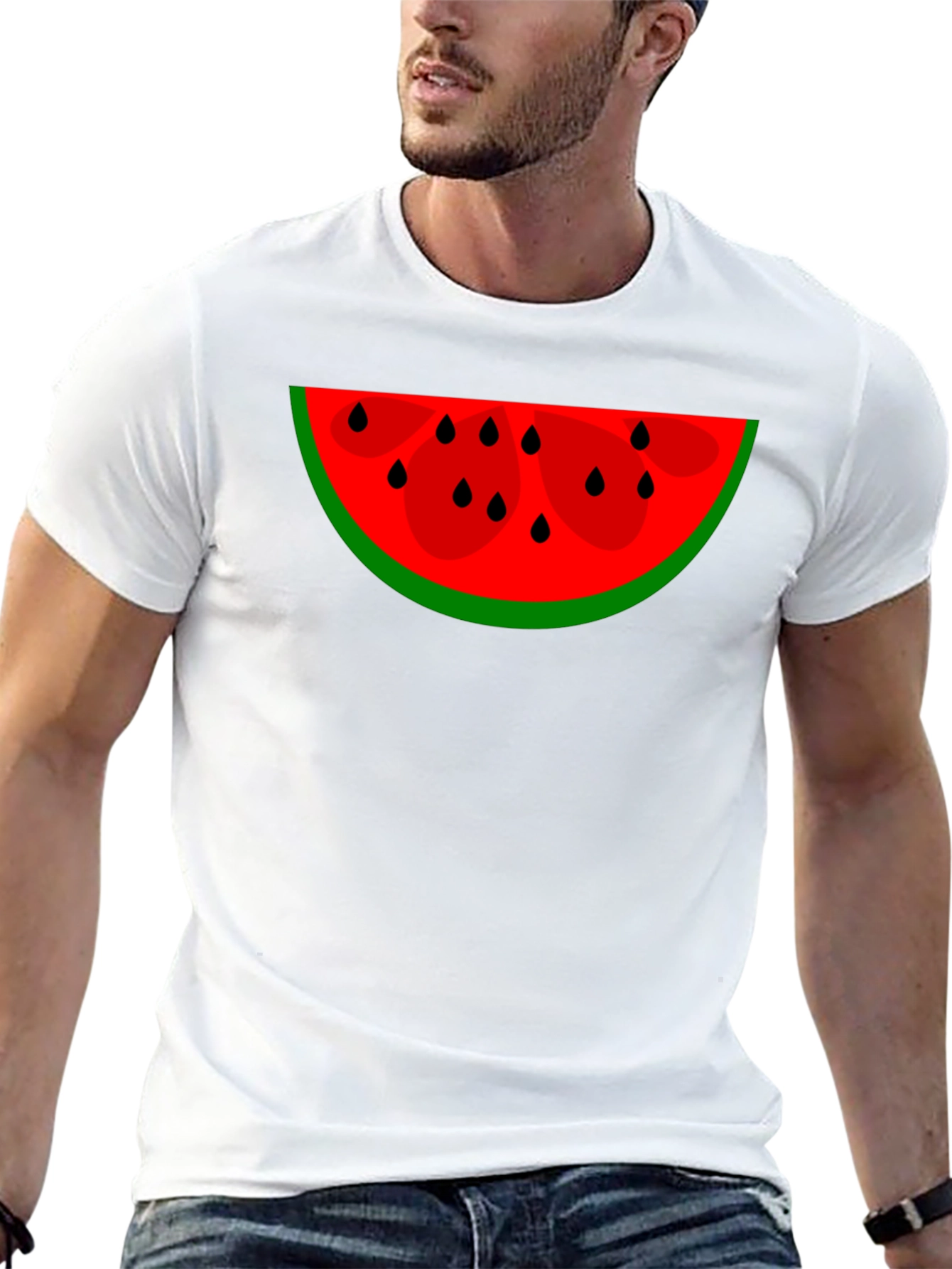 Black Watermelon Slice Graphic Tee - Black Cotton Blend view 13