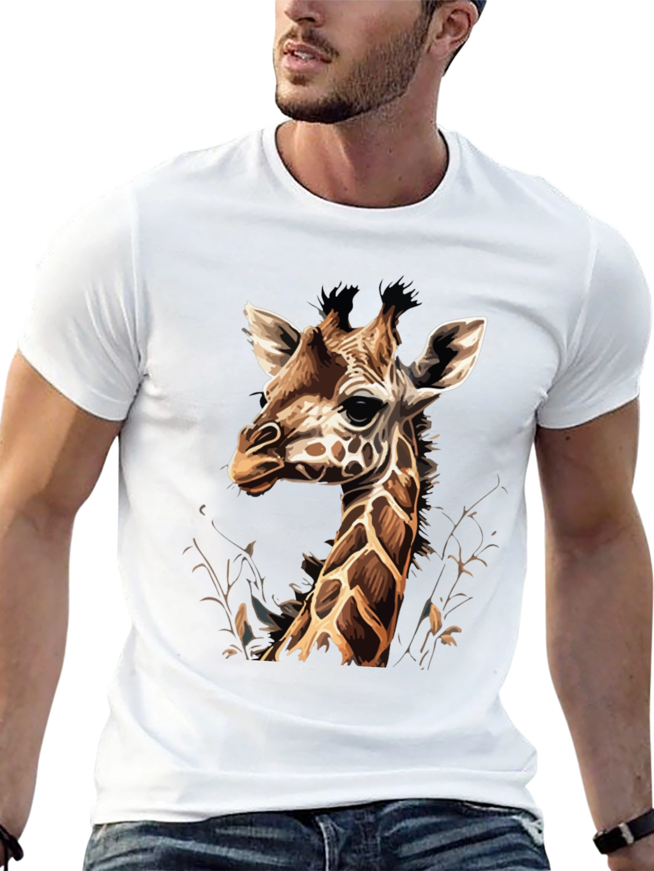 Black Giraffe Graphic Tee - Unique Animal Print T-Shirt view 13
