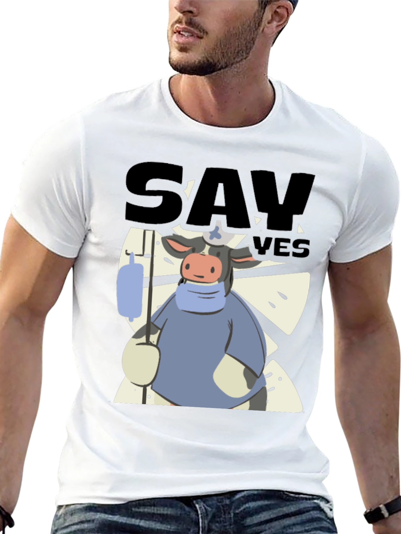 Black Say Yes Cow T-Shirt view 13