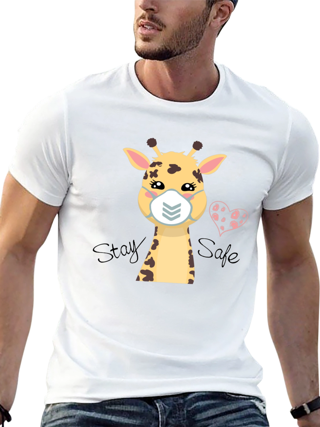 Black Stay Safe Giraffe T-Shirt view 13
