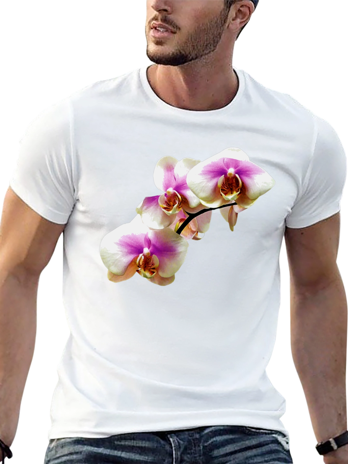 Black Orchid Flower Graphic Tee - Stylish Casual Wear view 13