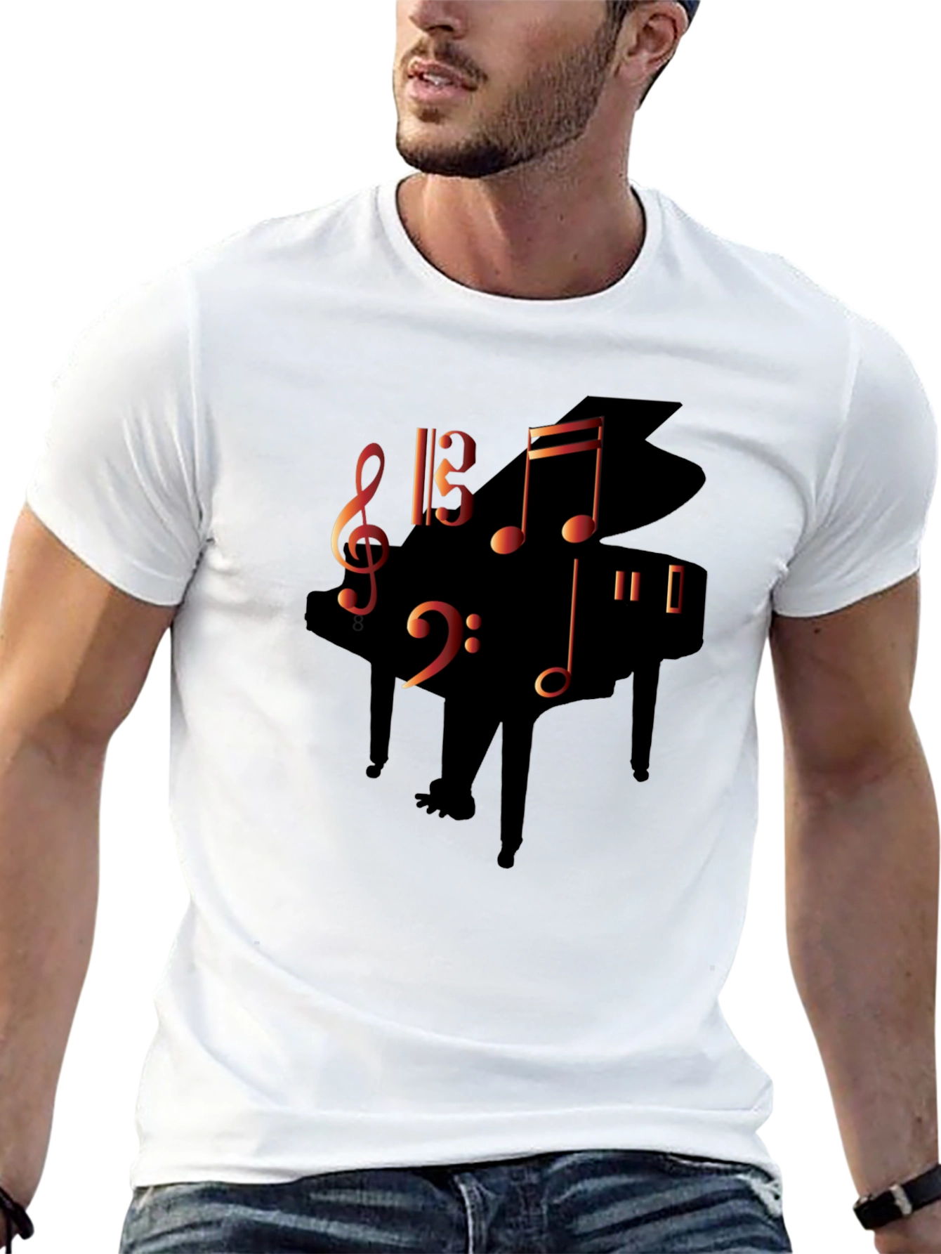 Black Music Lover's Piano T-Shirt view 13
