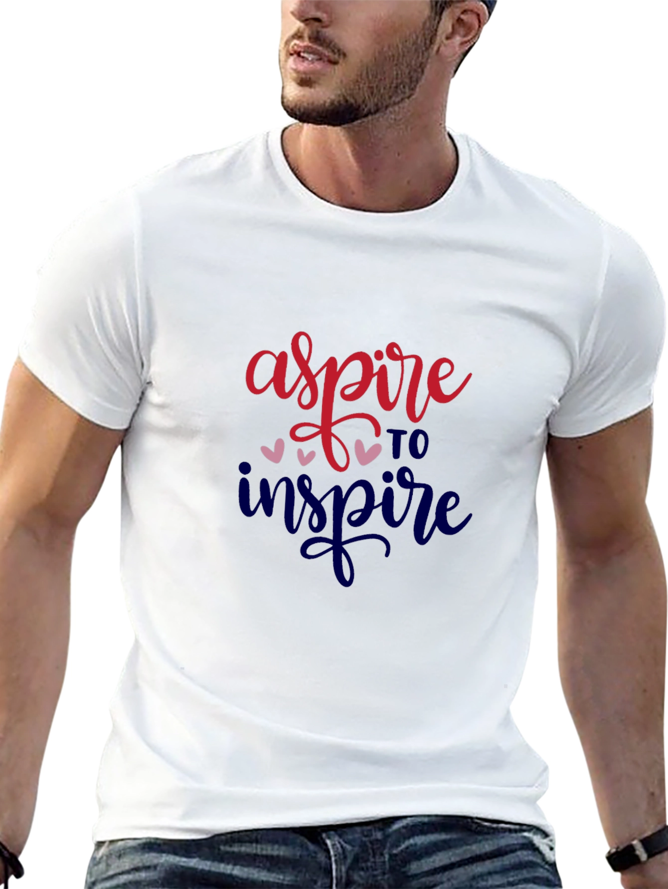 Black Aspire to Inspire Graphic Tee - Motivational Shirt view 13