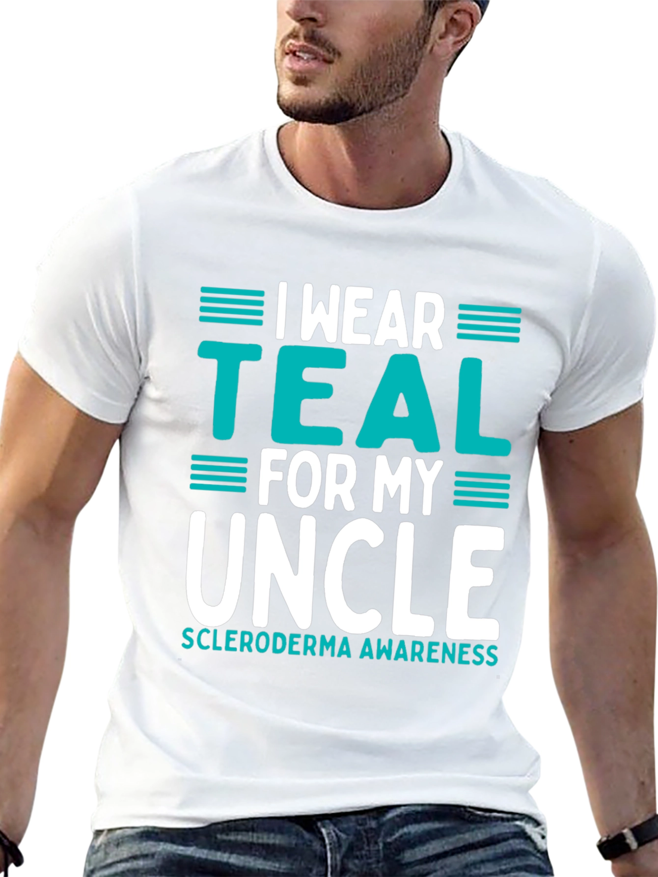 Black I Wear Teal For My Uncle T-Shirt Scleroderma Awareness Tee view 13