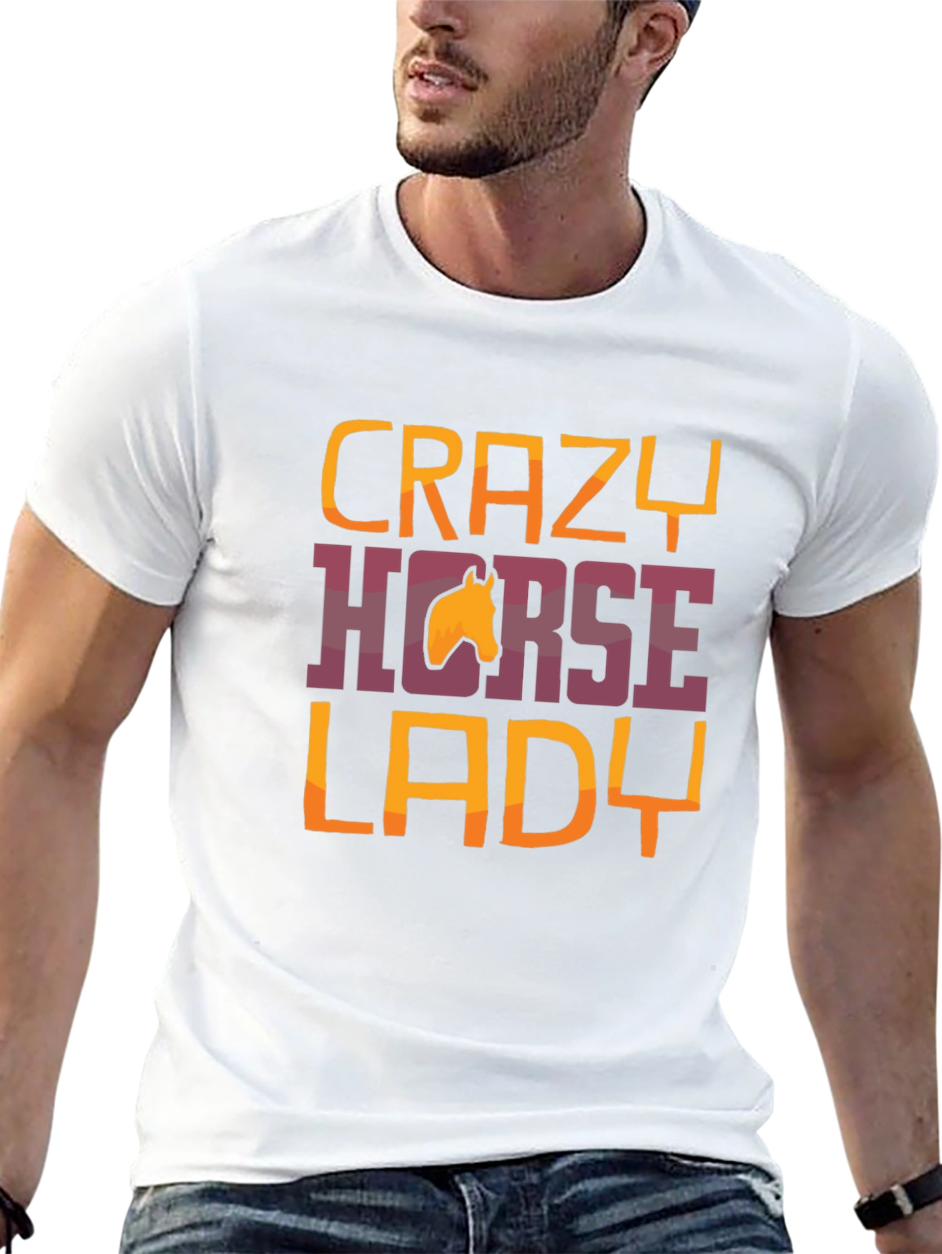 Black Crazy Horse Lady Graphic Tee - Unisex Black T-Shirt view 13