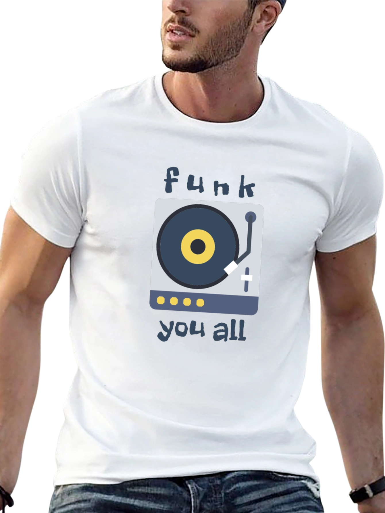 Black Funk You All T-Shirt: Retro DJ Style view 13