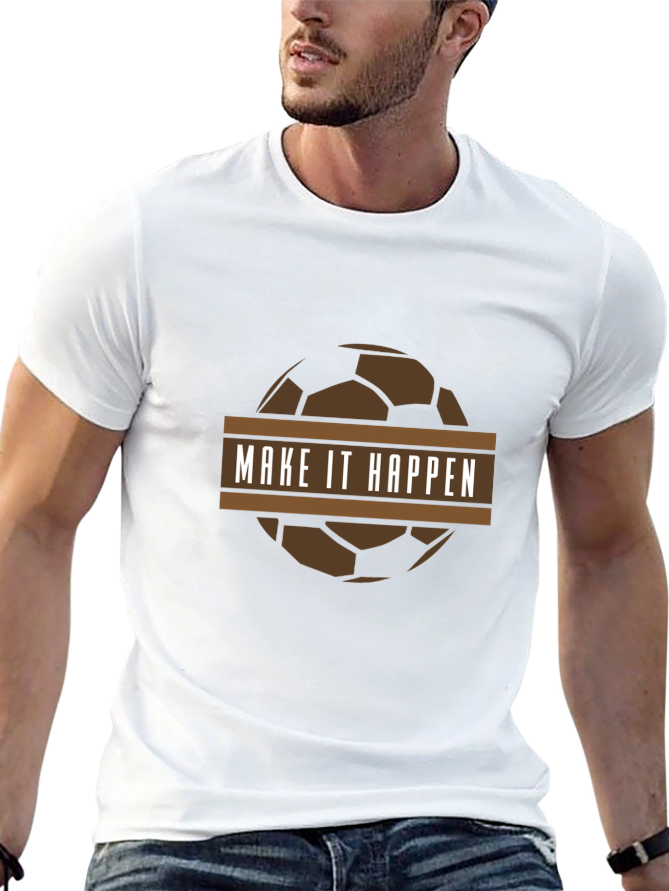 Black Make It Happen Soccer Ball Graphic T-Shirt view 13