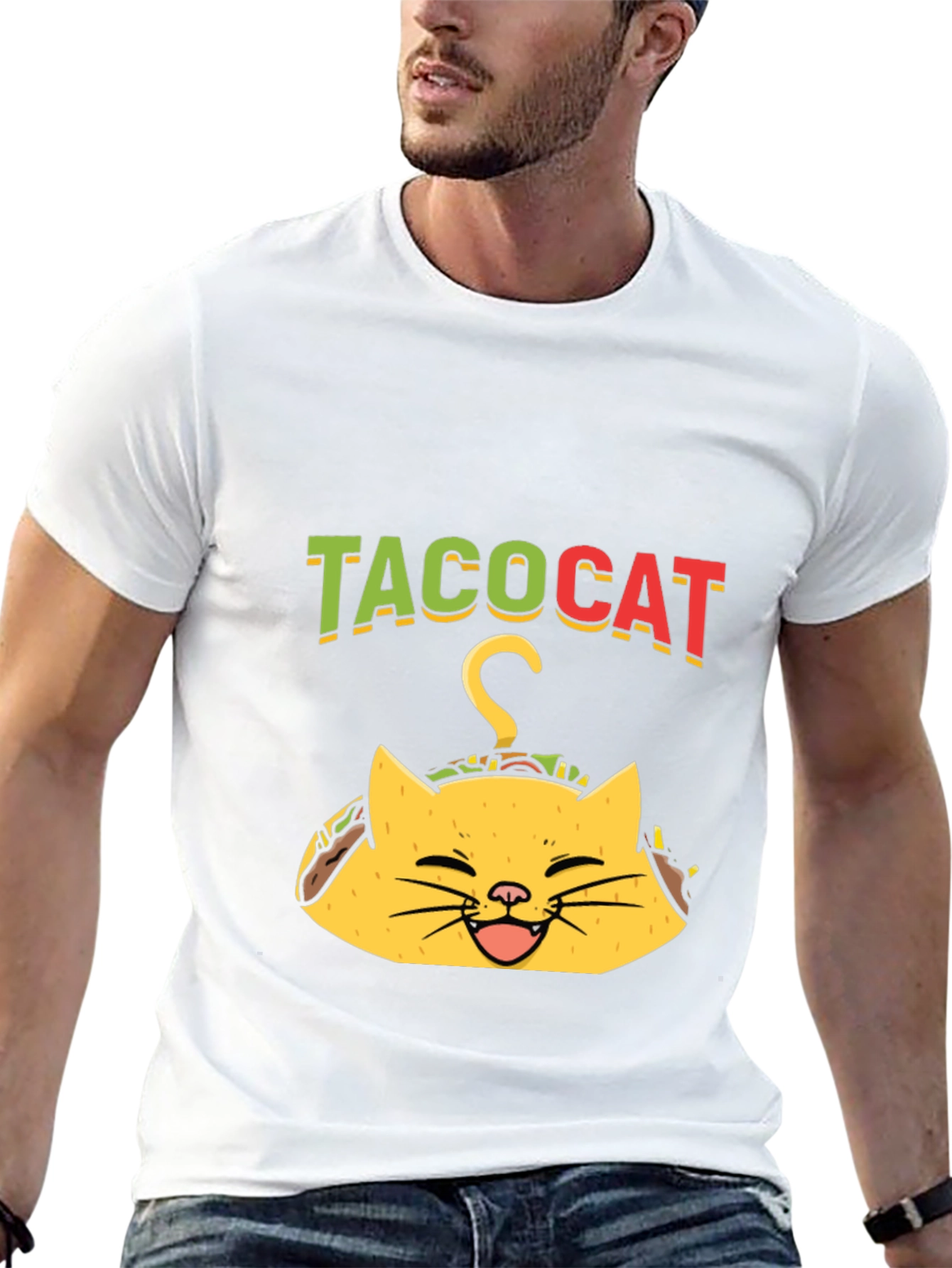 Black Taco Cat Graphic Tee - Funny Black T-Shirt view 13