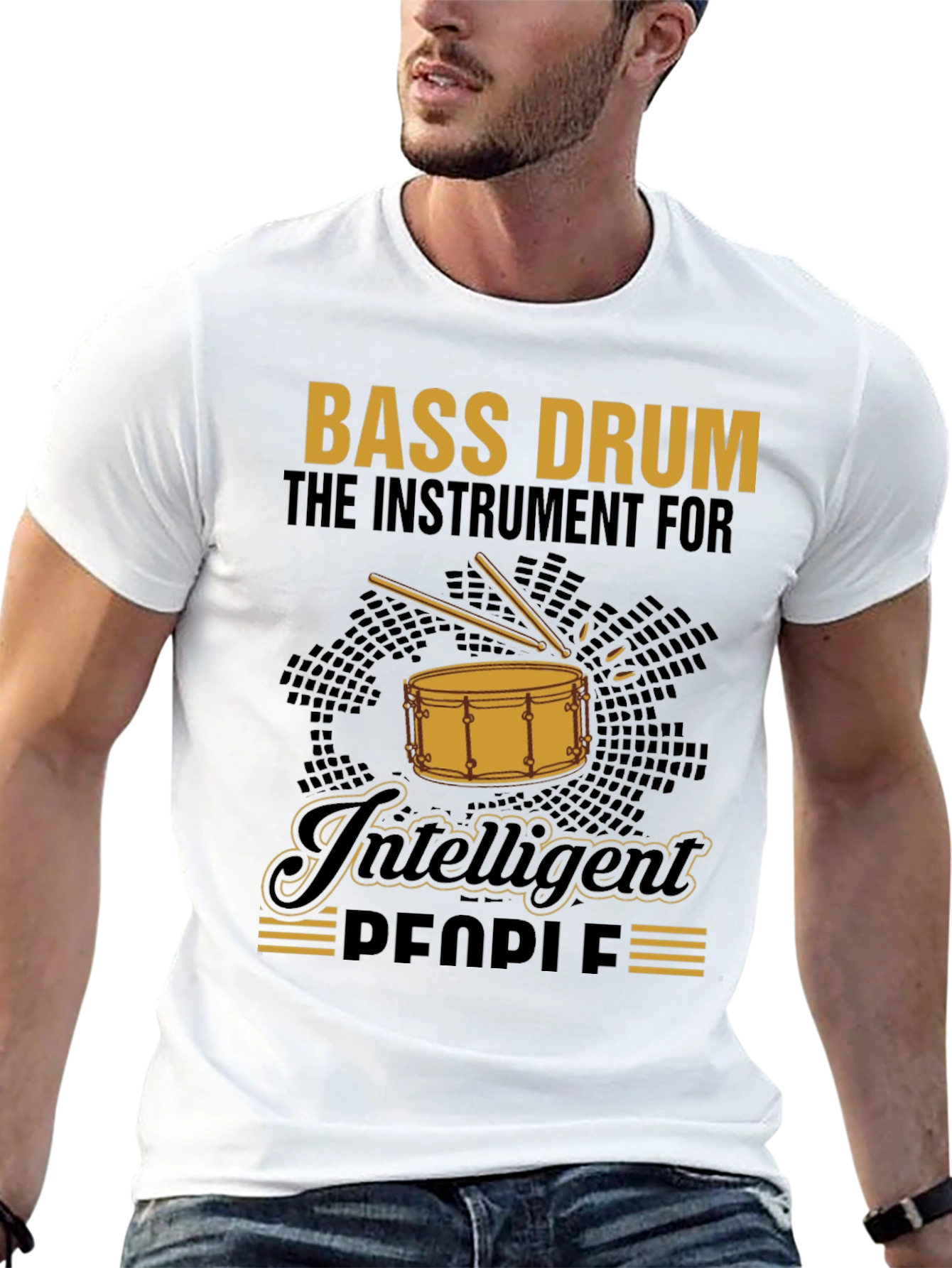 Black Bass Drum Intelligent People T-Shirt view 13