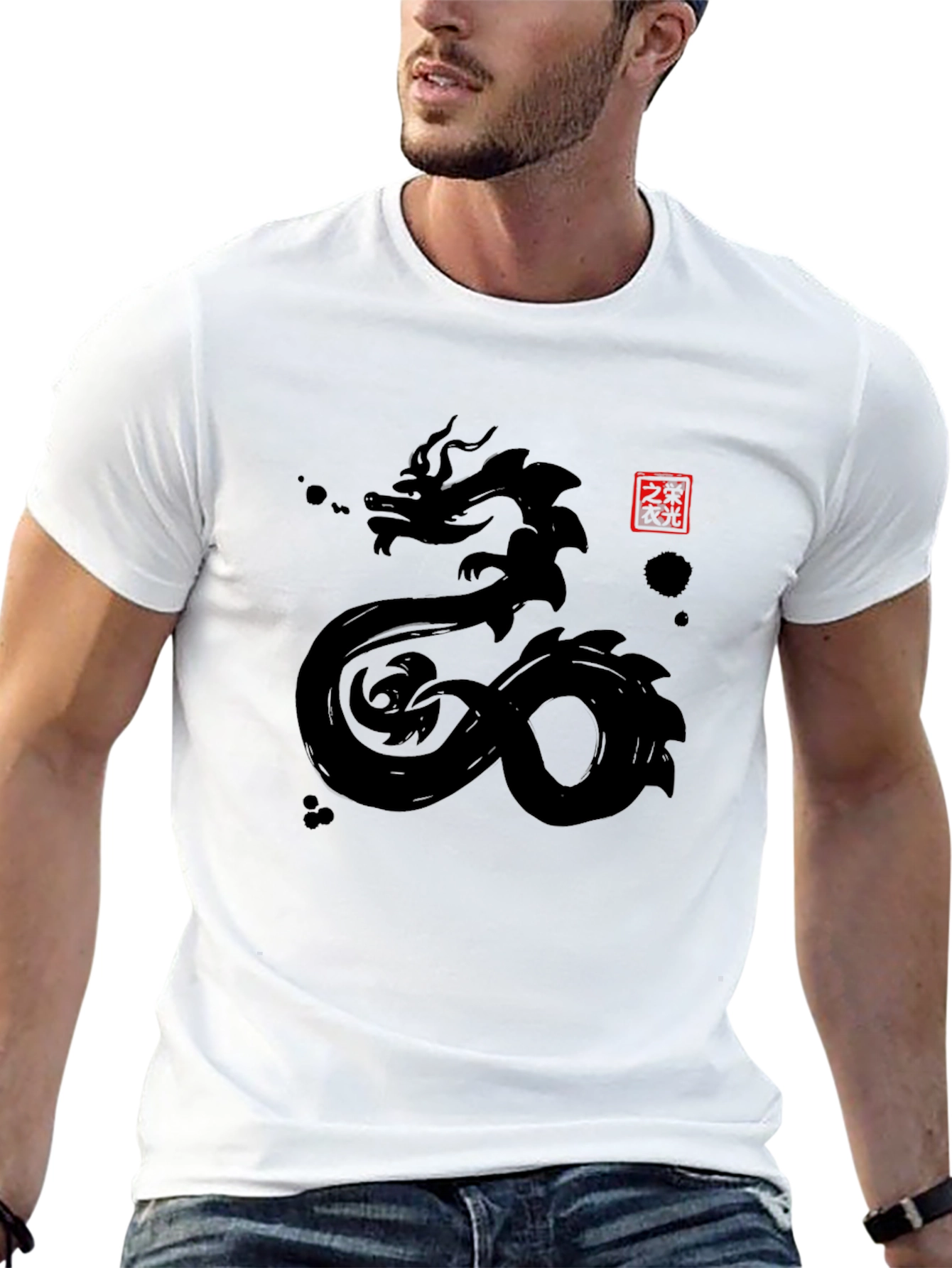 Black Dragon Graphic Tee - Men's Black Short Sleeve Shirt view 13