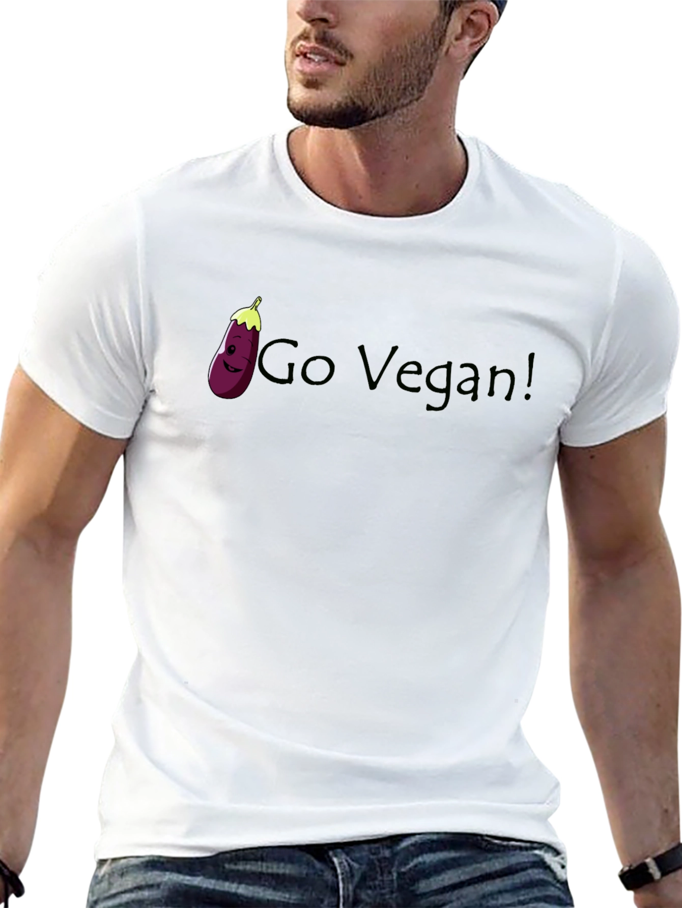 Go Vegan T-Shirt - Eggplant Graphic Tee - 13