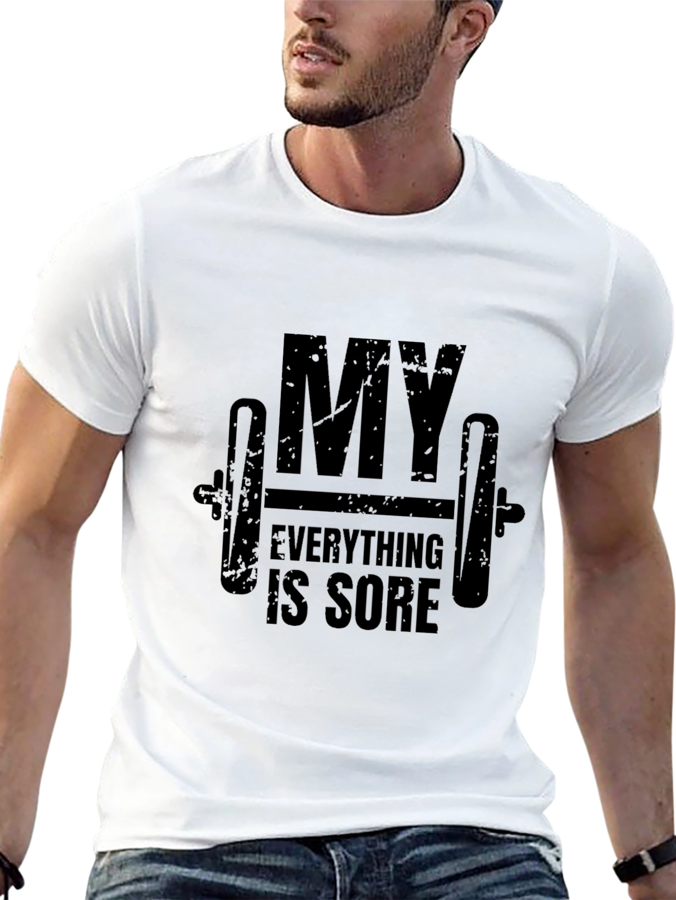 Black My Everything is Sore Funny Gym Workout T-Shirt view 13