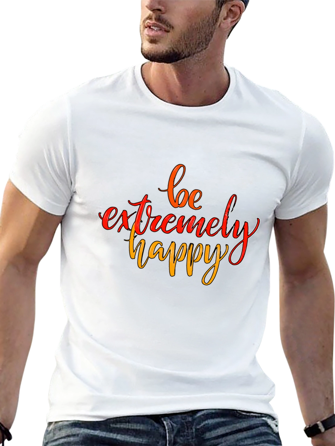 Black Be Extremely Happy Graphic Tee - Black view 13