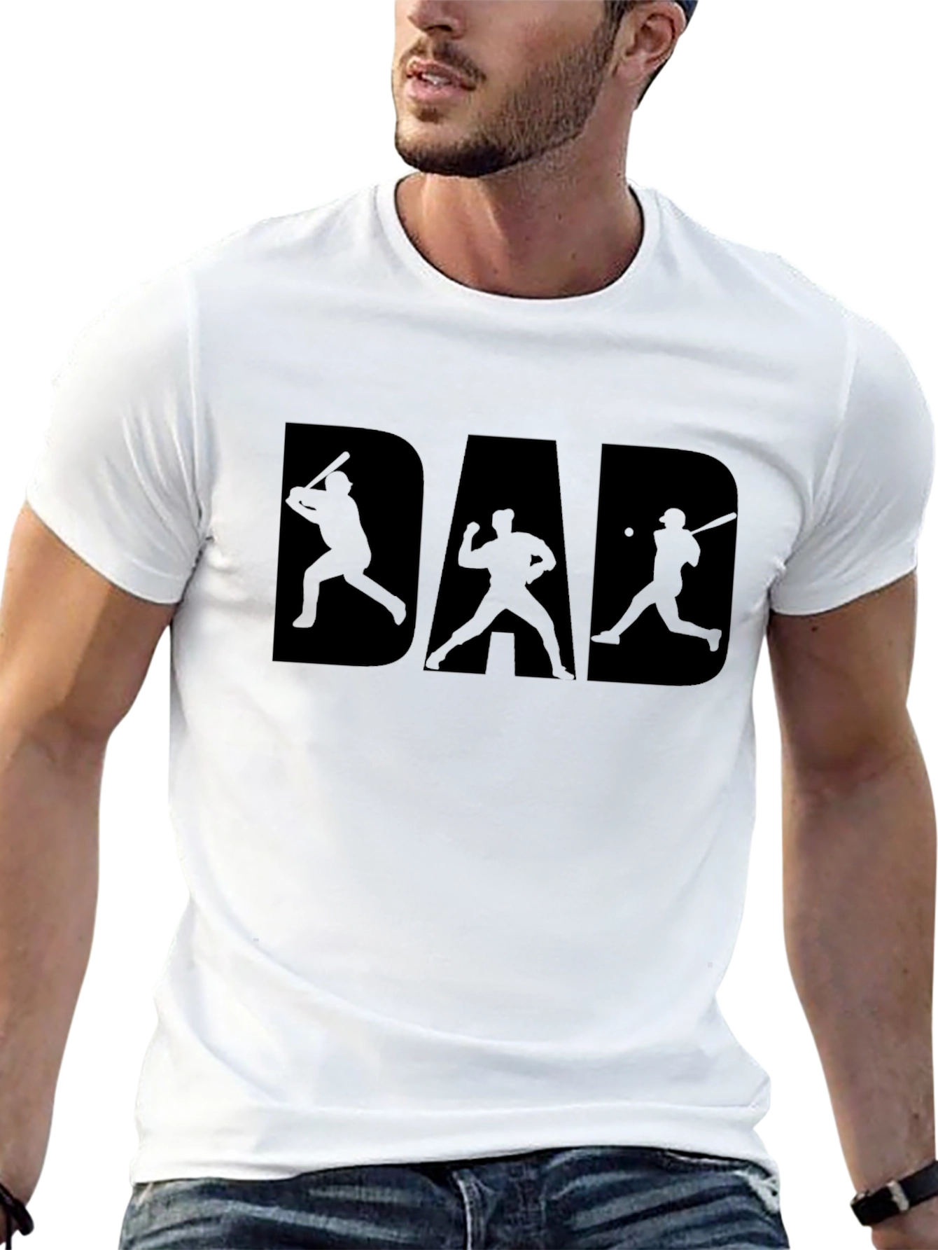 Black Baseball Dad T-Shirt - Father's Day Gift view 13