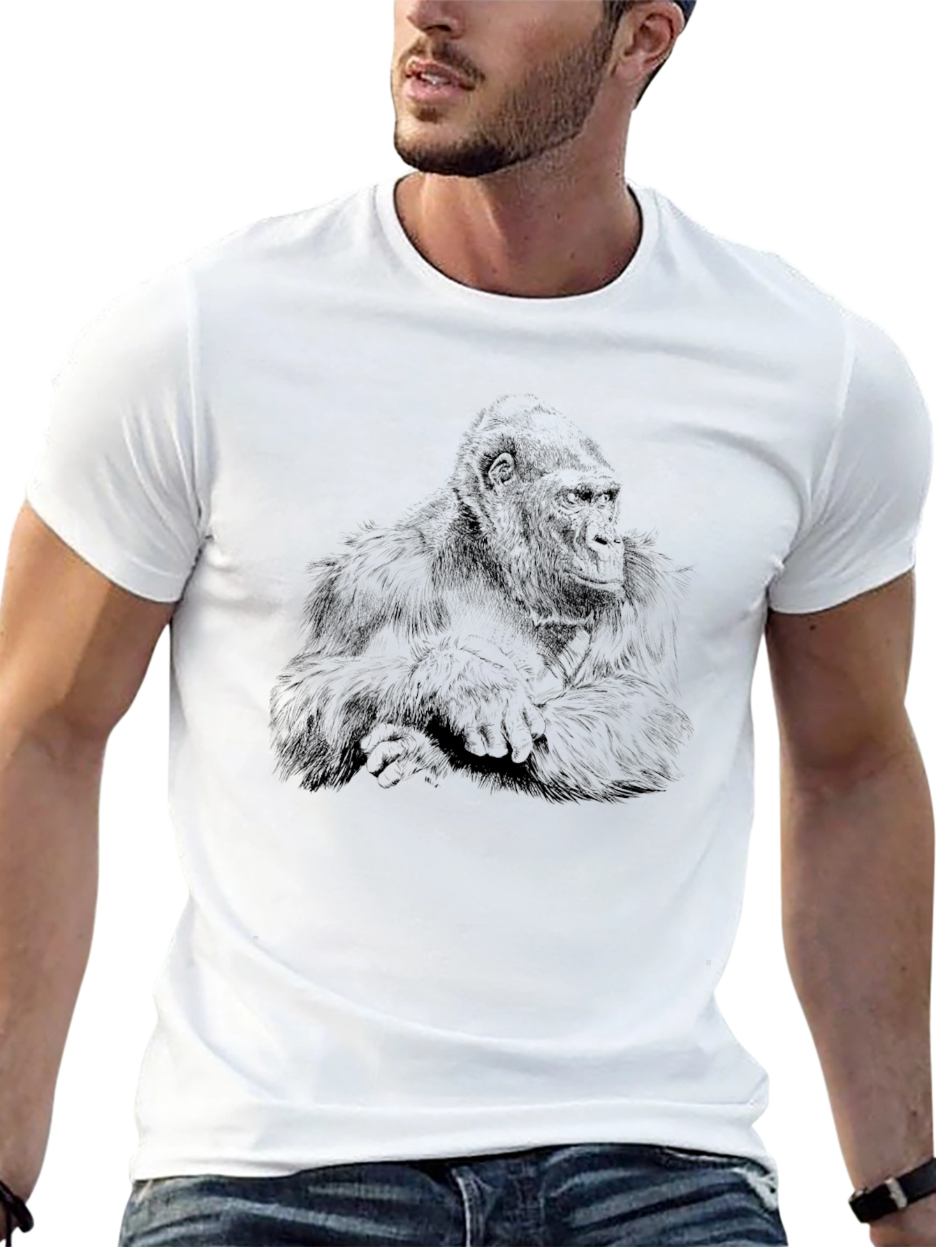 Black Gorilla Graphic Print Black T-Shirt view 13