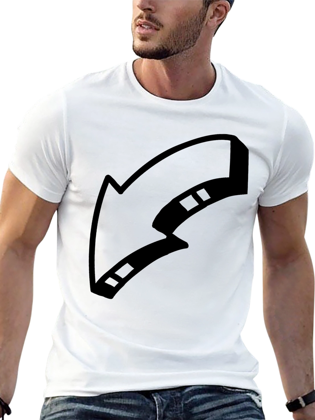 Black Black T-Shirt with Arrow Graphic Print view 13