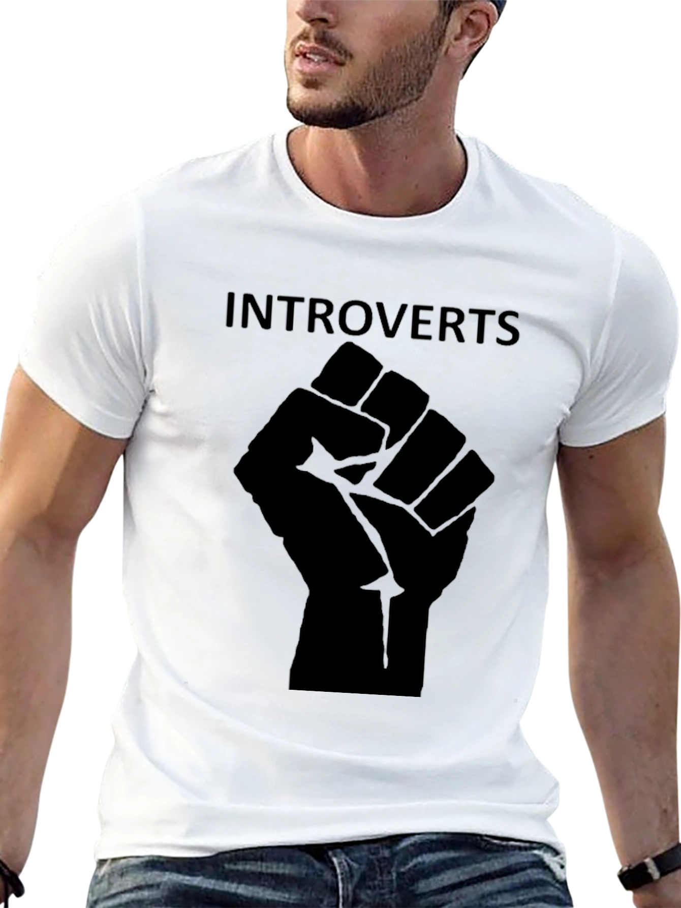 Black Introverts Unite Black Graphic Tee view 13