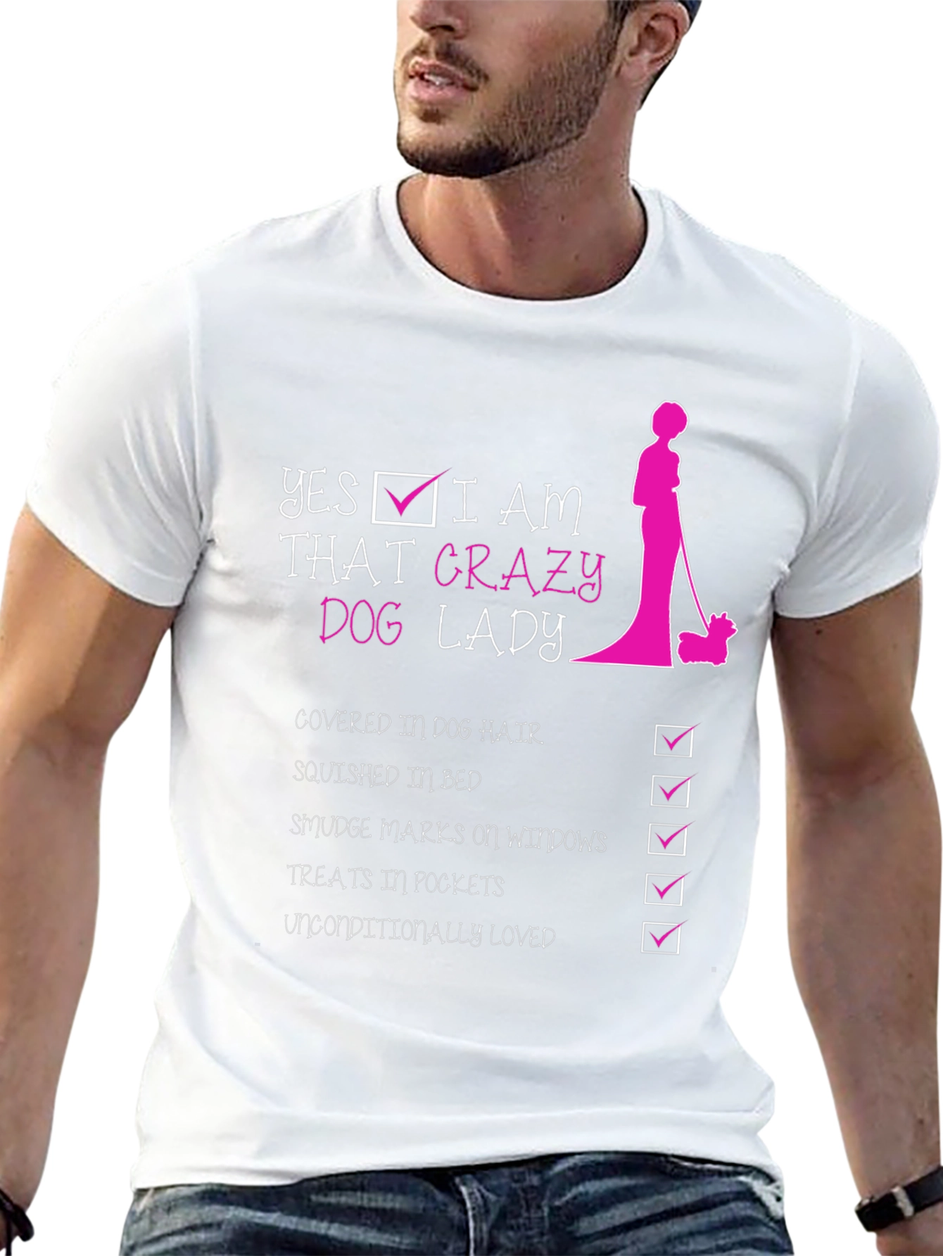 Black Crazy Dog Lady T-Shirt - Fun Novelty Tee for Dog Lovers view 13