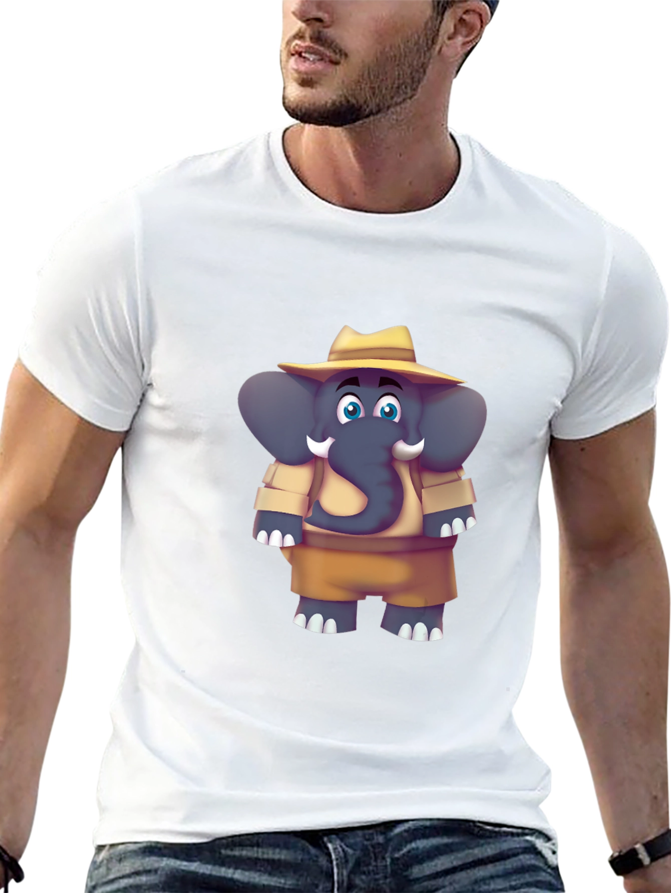 Black Elephant Cartoon Black T-Shirt view 13