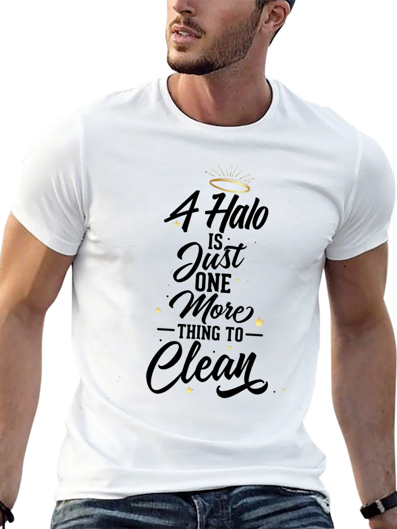 Black Halo Cleaning Funny T-Shirt view 13
